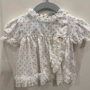 Vintage Hugs & Kisses Floral Lace Baby Top